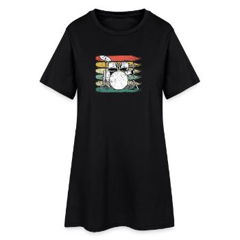 Tambours de batteur - Robe T-shirt Femme - noir - Devant