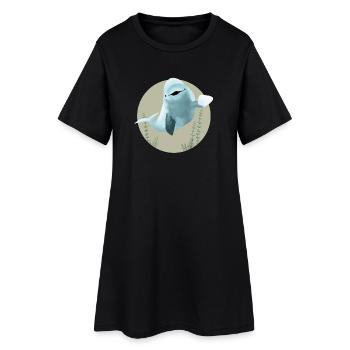Béluga de baleine des profondeurs joyeuse en cercle - Robe T-shirt Femme - noir - Devant