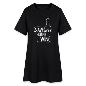 Save Water Drink Wine Weintrinker Wein Spruch - Robe T-shirt Femme - noir - Devant