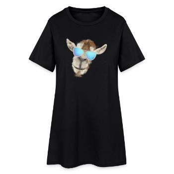 Tête de chèvre décontractée avec lunettes de soleil - Robe T-shirt Femme - noir - Devant
