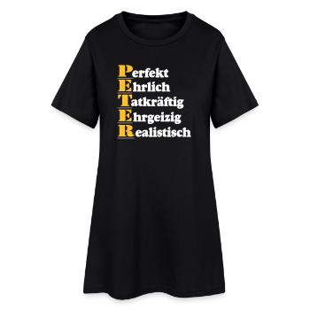 Peter , Vorname,Namensschild,Name,Fun Shirt (25) - Frauen T-Shirt-Kleid - Schwarz - Vorne