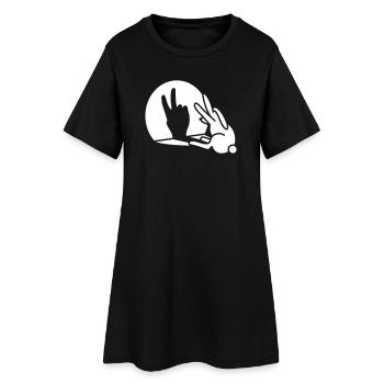 Drôle lapin lièvre ombre main victoire paix signe v - Robe T-shirt Femme - noir - Devant