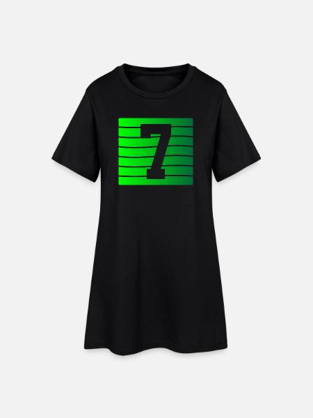 Grünes Streifen-7 Kontrastdesign - Frauen T-Shirt-Kleid - Schwarz