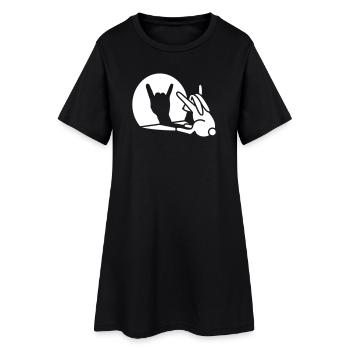 Drôle de lapin ombre main dessin animé ROCK musique METAL - Robe T-shirt Femme - noir - Devant