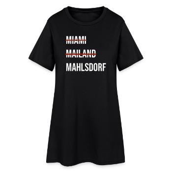 Stadtnamen im modernen Schriftzug Mahlsdorf - Frauen T-Shirt-Kleid - Schwarz - Vorne