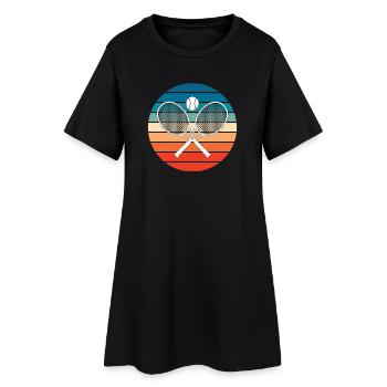 Tennis Crossed Tennis Raquettes Rétro - Robe T-shirt Femme - noir - Devant