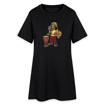 Reggae Reggaeton Jamaïque Ragga Peace Jah Rasta - Robe T-shirt Femme - noir - Devant