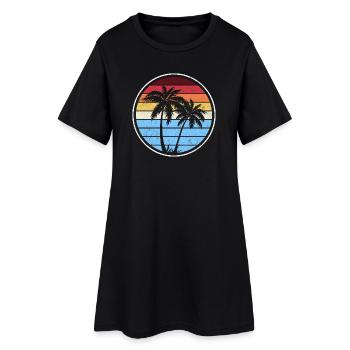 Retro Palm Sunset Circle - Women’s T-Shirt Dress - black - Front
