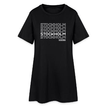 Motif de lettrage néon Stockholm - Robe T-shirt Femme - noir - Devant