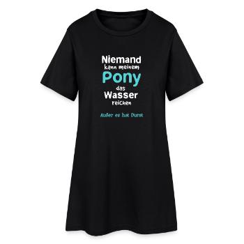 Pony Pferd lustig Pferdesprüche Pferdespaß - Frauen T-Shirt-Kleid - Schwarz - Vorne