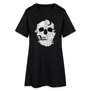 t-shirt tête de mort - Robe T-shirt Femme - noir - Devant