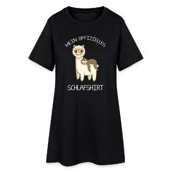 Mein Offizielles Alpaka Faultier Schlafshirt - Frauen T-Shirt-Kleid - Schwarz - Vorne