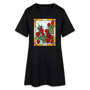 Roses en vitrail - Robe T-shirt Femme - noir - Devant