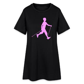 Randonneur avec marche nordique - Robe T-shirt Femme - noir - Devant