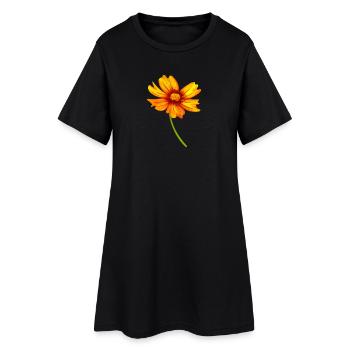 Blume - Frauen T-Shirt-Kleid - Schwarz - Vorne