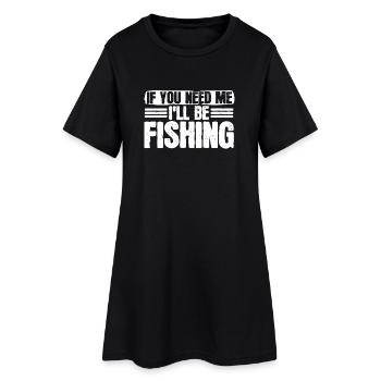 Angler Fischer - Frauen T-Shirt-Kleid - Schwarz - Vorne