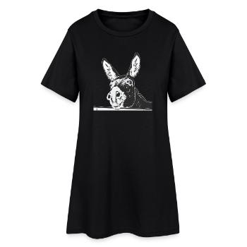 Portrait d’âne – Œuvres dessinées à la main - Robe T-shirt Femme - noir - Devant