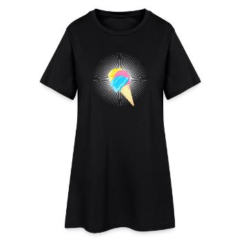 Eis Eistüte Eiskrem Softeis Waffel Strahlen - Frauen T-Shirt-Kleid - Schwarz - Vorne