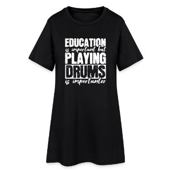 Batteur de batterie - Robe T-shirt Femme - noir - Devant