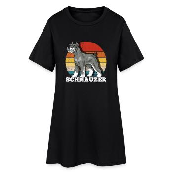 Schnauzer Retro - Frauen T-Shirt-Kleid - Schwarz - Vorne