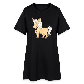 magique mignon poney radieux et en riant - Robe T-shirt Femme - noir - Devant