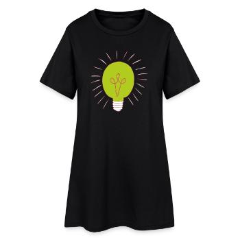 Glühbirne neongrün - Frauen T-Shirt-Kleid - Schwarz - Vorne