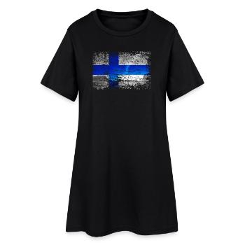 Finland with northern lights in vintage style - Women’s T-Shirt Dress - black - Front