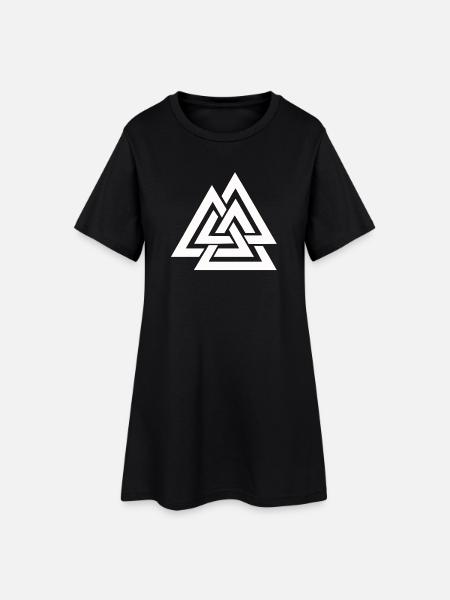 Valknut Wikinger - Frauen T-Shirt-Kleid - Schwarz