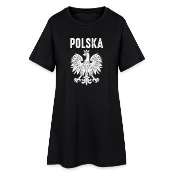 Polen - Frauen T-Shirt-Kleid - Schwarz - Vorne