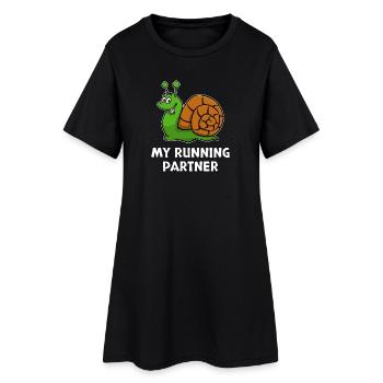 Snail pace funny partner look running jogging - Women’s T-Shirt Dress - black - Front