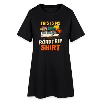 Camping-car Camping Rétro - Robe T-shirt Femme - noir - Devant