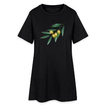 Olive branch with four olives. Symbol of peace - Women’s T-Shirt Dress - black - Front