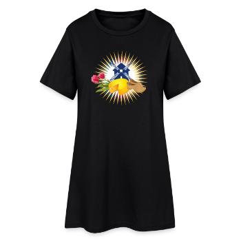 Moulin à vent avec tulipes, sabots et fromage hollandais - Robe T-shirt Femme - noir - Devant