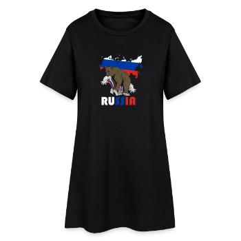 Russie conception de l’ours avec carte et drapeau - Robe T-shirt Femme - noir - Devant