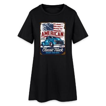 Camion classique américain vintage - Robe T-shirt Femme - noir - Devant