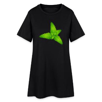 feuilles de menthe fraîche juteuse verte - Robe T-shirt Femme - noir - Devant