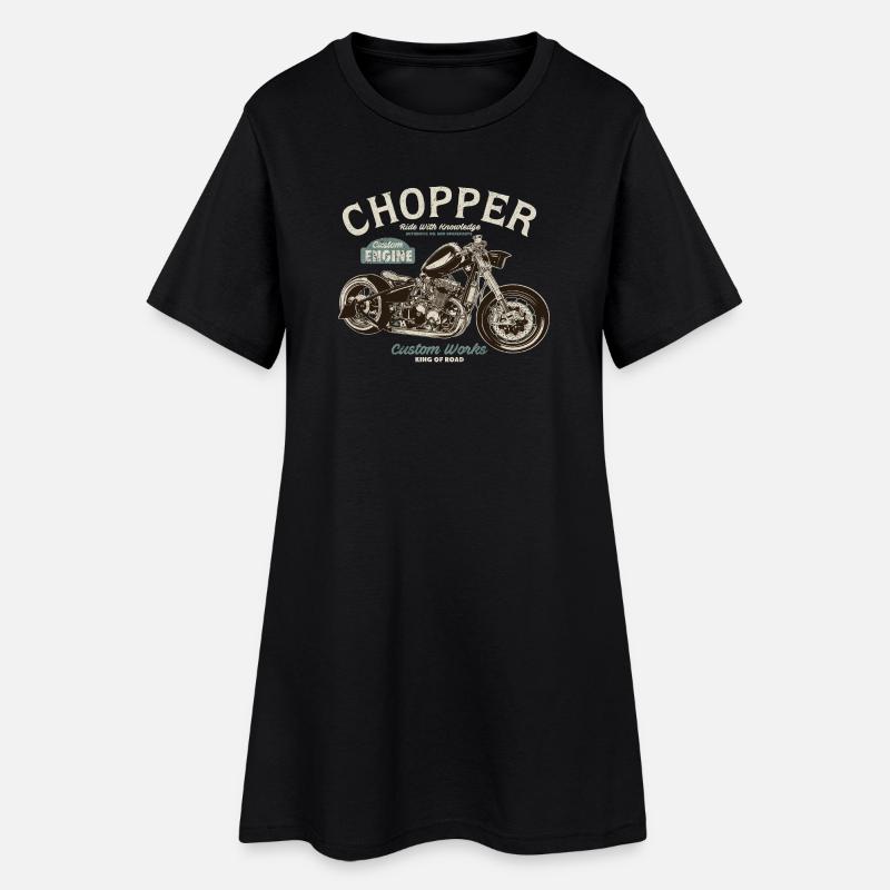 Chopper Custom Engine - Frauen T-Shirt-Kleid - Schwarz