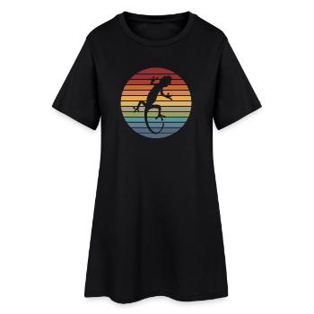 Cadeau de reptile animal lézard rétro silhouette gecko - Robe T-shirt Femme - noir - Devant