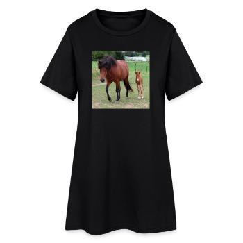 Affiche Cheval Cheval - Robe T-shirt Femme - noir - Devant