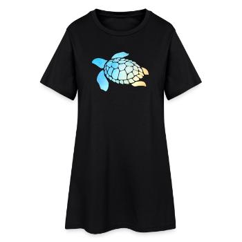 Sea Turtle Watercolor Blue - Women’s T-Shirt Dress - black - Front