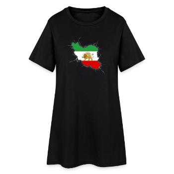 Drapeau Iran Lion et Soleil - شیر خورشید - Robe T-shirt Femme - noir - Devant