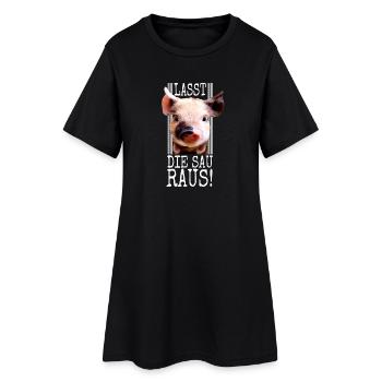 Lasst Die Sau Raus Tierfreund Gegen Tierquälerei - Frauen T-Shirt-Kleid - Schwarz - Vorne