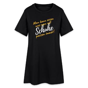 Schuhe kaufen passen immer lustiger Spruch Diät - Frauen T-Shirt-Kleid - Schwarz - Vorne