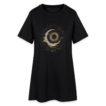 Le soleil et la lune avec des étoiles - Robe T-shirt Femme - noir - Devant