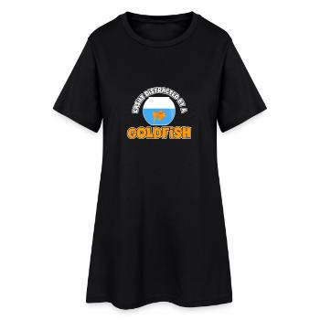 Facilement distrait par un poisson rouge - aquarium - Robe T-shirt Femme - noir - Devant