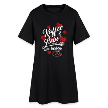 Kaffee und liebe heiß am besten Geschenk Herz - Frauen T-Shirt-Kleid - Schwarz - Vorne
