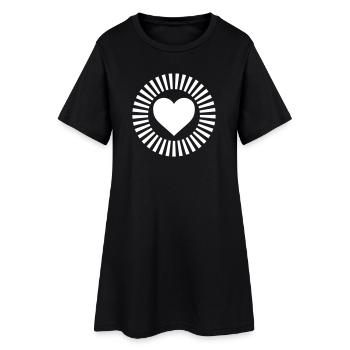 Herz mit Strahlenkranz Design - Frauen T-Shirt-Kleid - Schwarz - Vorne