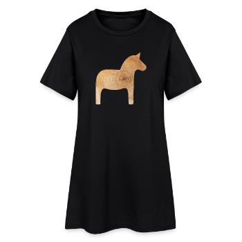 Dala Horse Wood Hiver Suède Décoration annuelle des anneaux - Robe T-shirt Femme - noir - Devant
