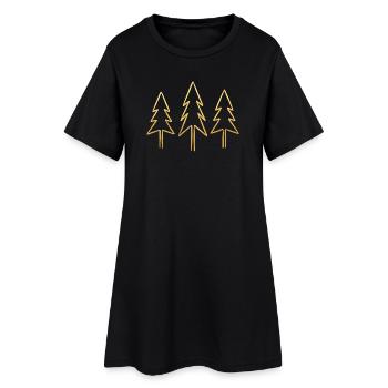Sapin Or Optique Noël - Robe T-shirt Femme - noir - Devant