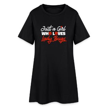 Girl ladybugs - Women’s T-Shirt Dress - black - Front